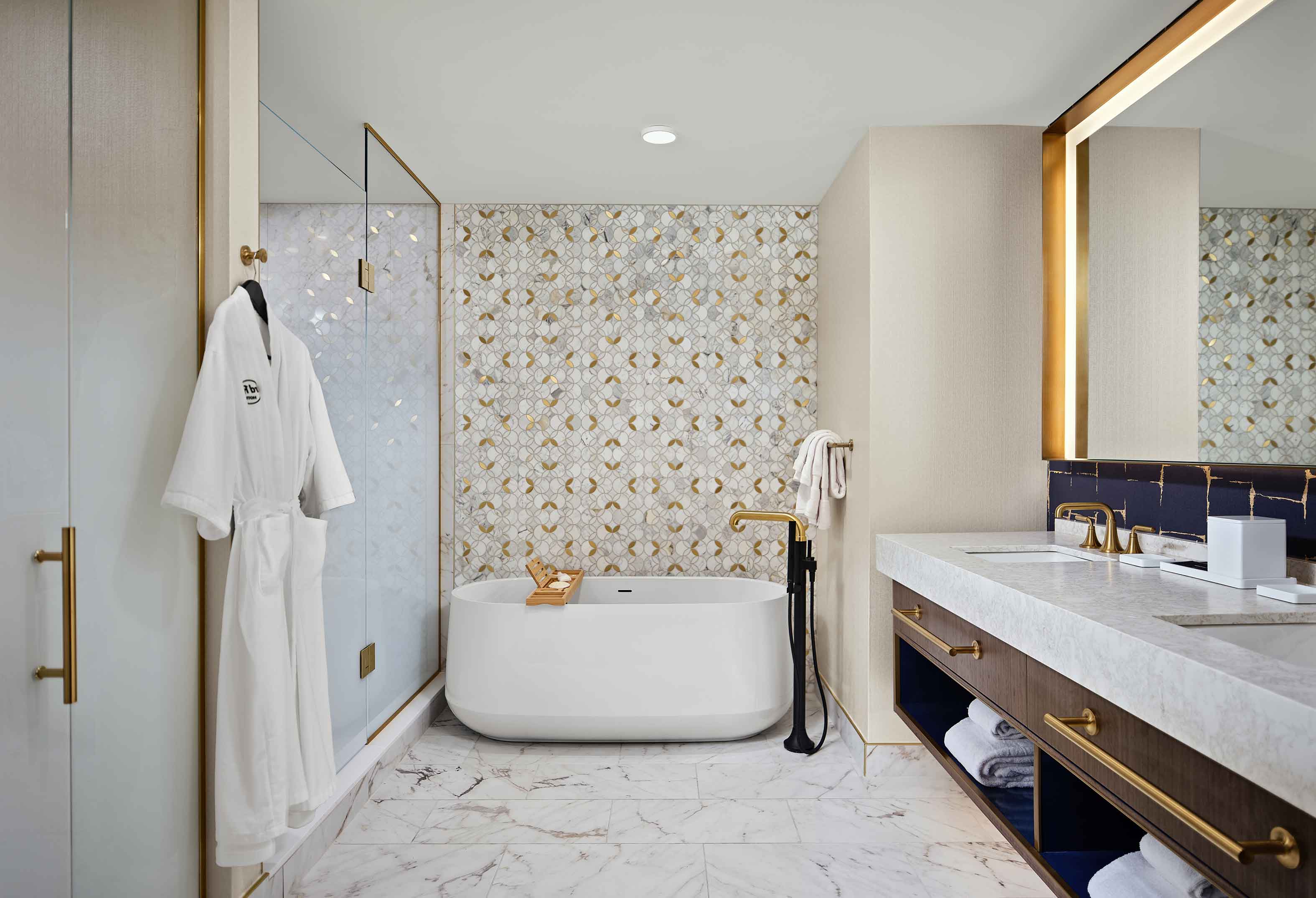 Gold Suite bathroom with free standing tub