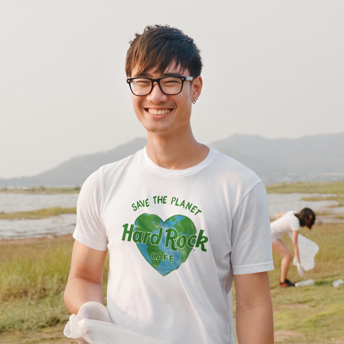 Adult Fit Save the Planet Heart Tee in White image number 4